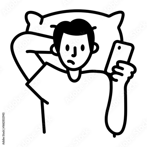 A doodle style icon showing using phone
