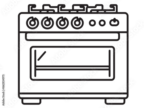 Stock illustration of modern gas oven in clean minimal vector