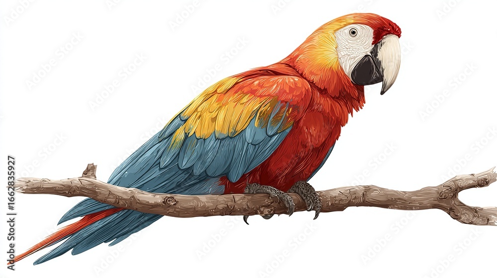 Obraz premium Colorful macaw perched on branch