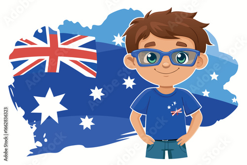 Cartoon boy with australian flag