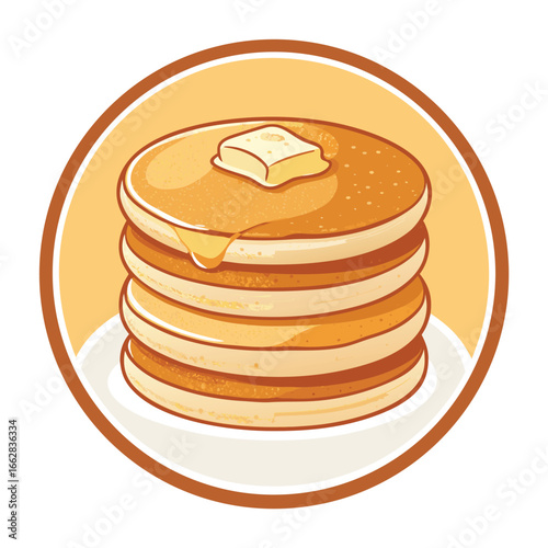 vector pancake cartoon illustration, suitable for, logos, prints, stickers, Pancake logo template, suitable for restaurant, food truck and café

