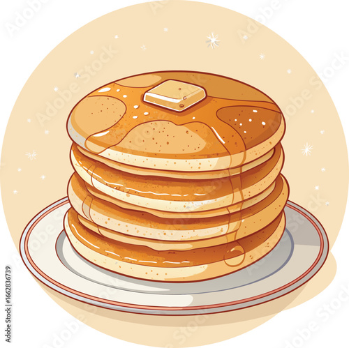 vector pancake cartoon illustration, suitable for, logos, prints, stickers, Pancake logo template, suitable for restaurant, food truck and café

