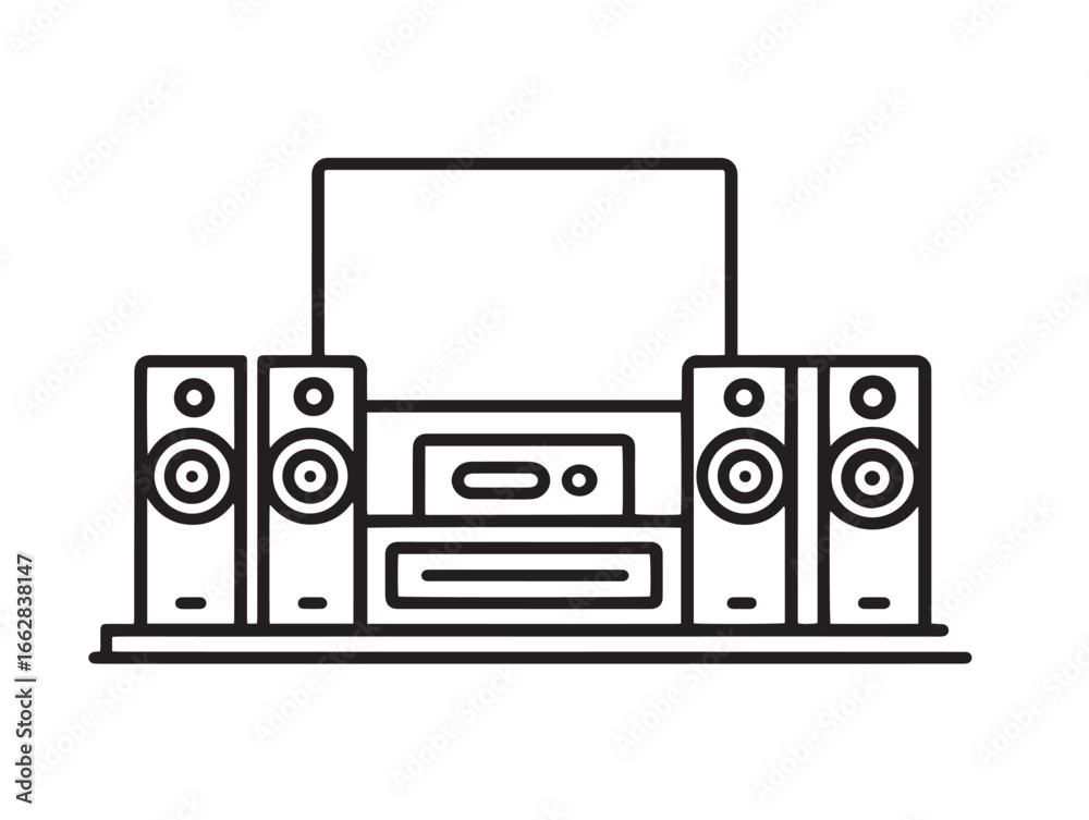Professional Home Theater System Vector Illustration in Minimalist Style Professional Home Theater System Vector Illustration in Minimalist Style