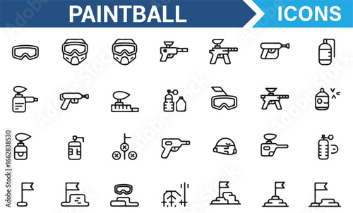 Vector Icons for Paintball Gear, Guns, and Game Accessories