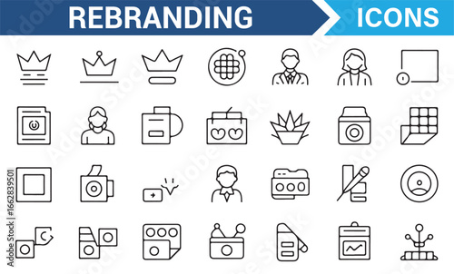 Icons of Rebranding Elements for Business Identity and Corporate Graphics
