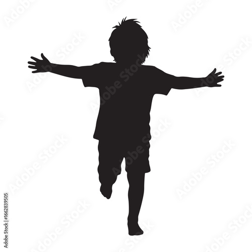 Silhouette of child with raised arms