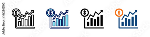 Stock Market All In One Icon Multi Styles Vector Set