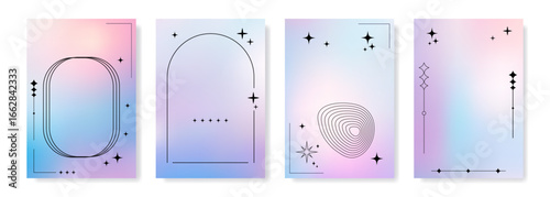 Vertical gradient template with abstract colorful flow