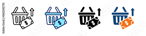Consumer Spending All In One Icon Multi Styles Vector Set