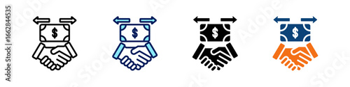 Economic Transaction All In One Icon Multi Styles Vector Set