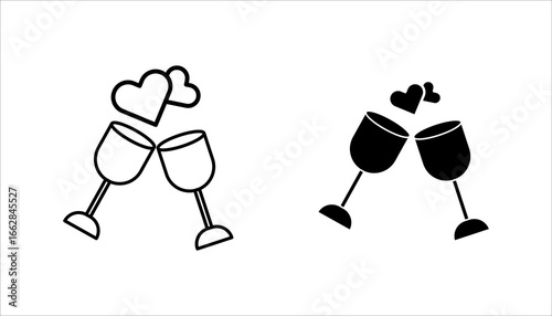 Linear romantic dinner icon set  , Thin line romantic dinner vector illustration on white background	
