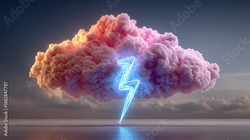 Pink cloud with neon lightning bolt (2)