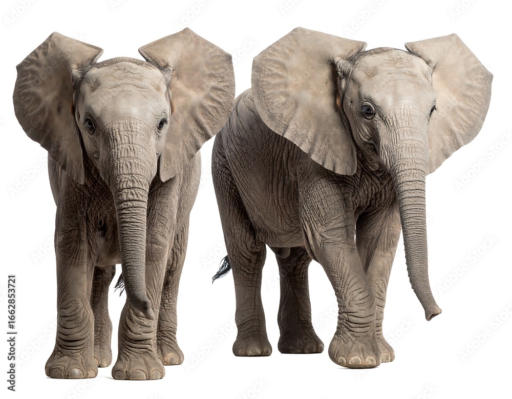 Obraz premium Two African elephant calves facing forward