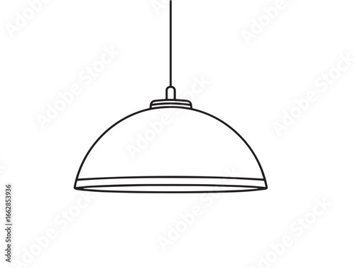 Elegant Pendant Hanging Light Icon in Simple Vector Linework