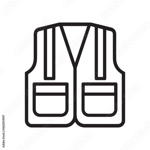 Simple black vest icon on white background
