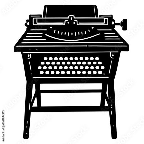 “Vintage typewriter on a rustic wooden desk with soft morning light”