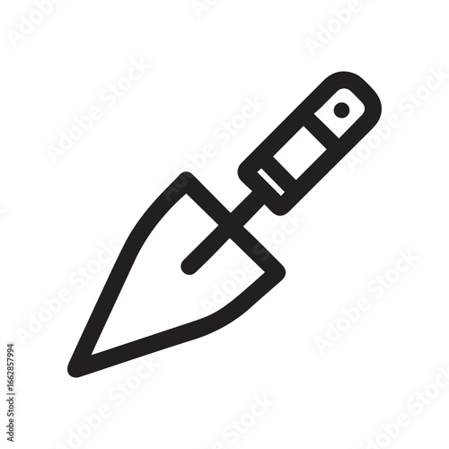 Simple trowel icon on white background. Gardening tool symbol