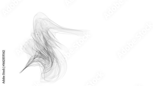 An organic wisp of abstract black and grey smoke, a unique transparent background design element for elegant and sophisticated creative projects.

