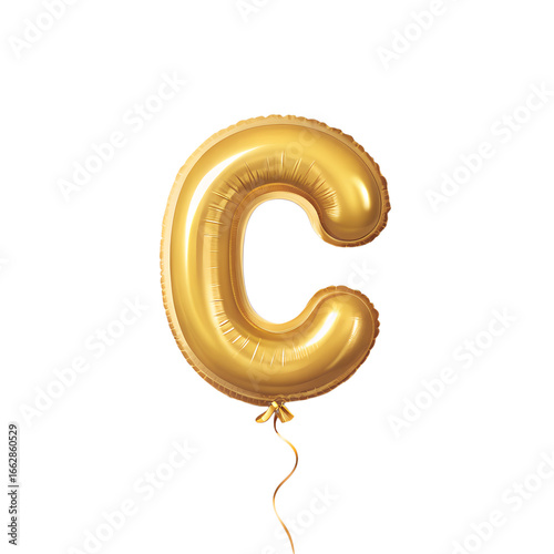 golden balloon letter isolated on transparent background
