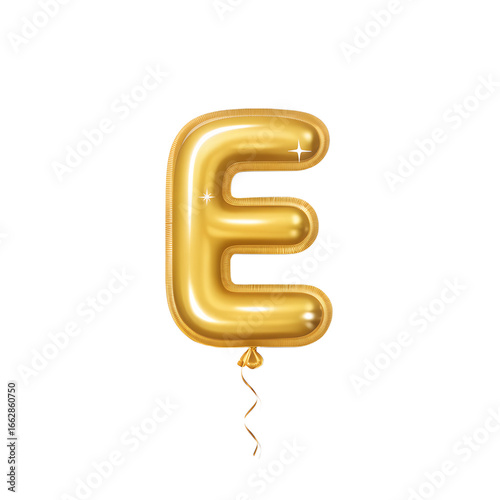 golden balloon letter isolated on transparent background