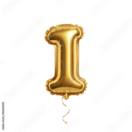 golden balloon letter isolated on transparent background