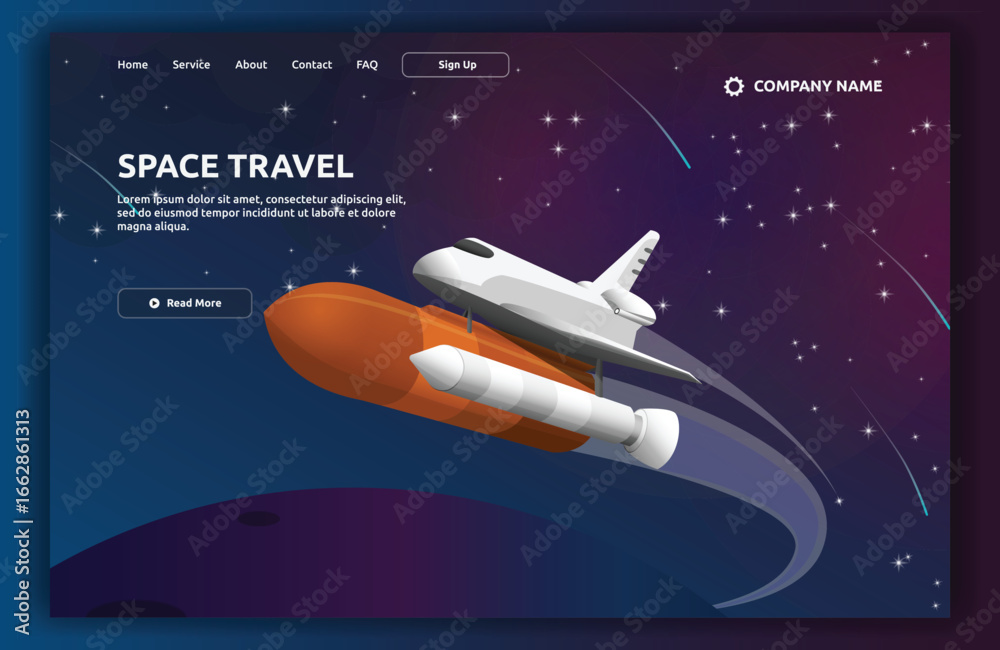 Naklejka premium Futuristic Space Travel concept with spacecraft, rocket, and cosmic scenery. Ideal for sci-fi, education, and space-themed content.