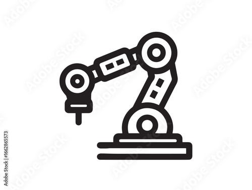 Futuristic Robotic Arm Icon in Clean Line Art