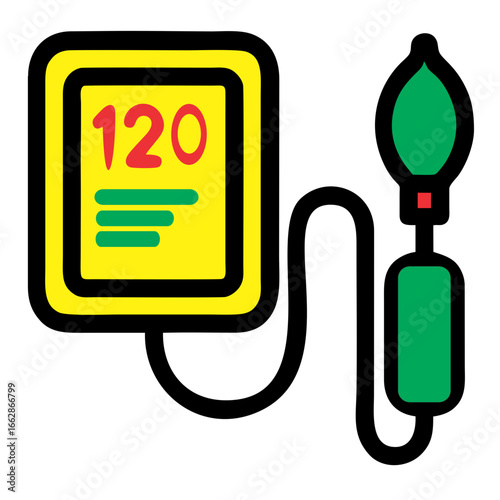 Minimal Blood Pressure Monitor Icon – Bold Black & White Line Art for Healthcare & Fitness 