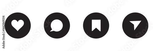 Instagram media icons. like, comment, share, save. web flat icon .Vector illustration . EPS 10 .