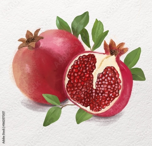 pomegranate with leaves