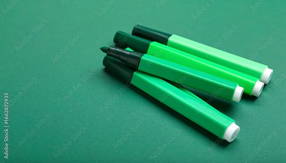 Naklejka premium Green markers on a green background