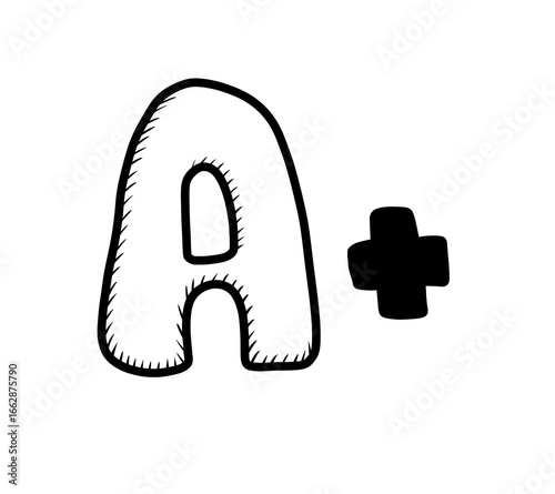 Cartoon Stylized A Plus Grade Icon Doodle