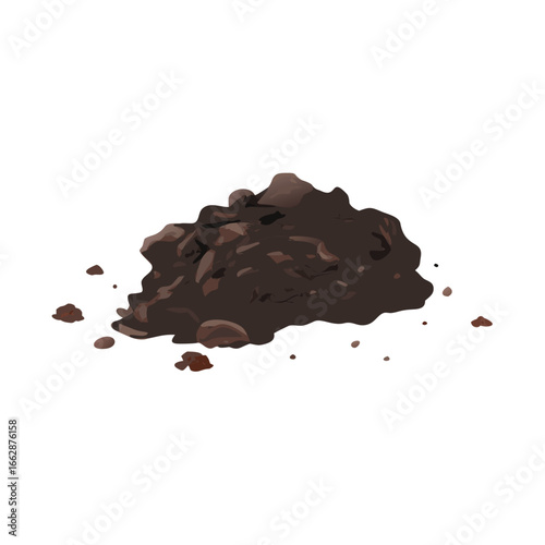 Pile of Dark Soil or Compost Vector - Gardening, Farming, and Natural Dirt