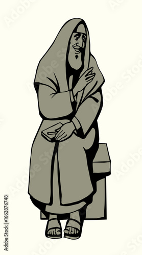 Vector drawing. Old jewish man