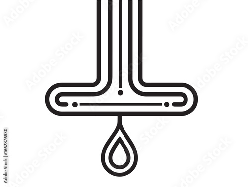 Minimal Smart Water Leak Detector Icon Illustrated in Vector Line Art