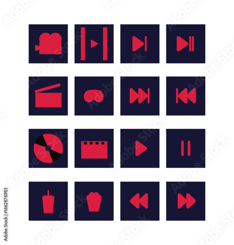 Cinema icons vector illustration dot design
