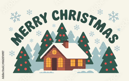 Flat Merry Christmas drawing background vector illustration