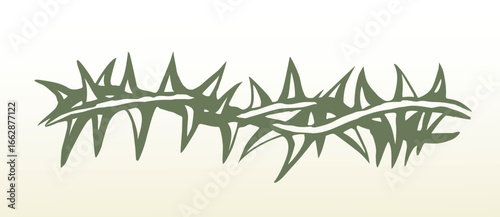 Vector drawing. Big thorn branch