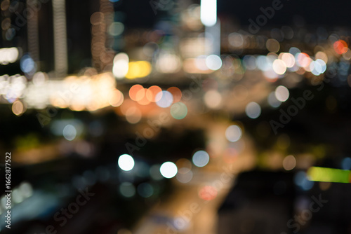 Photography Defocused night view of Kuala Lumpur city lights