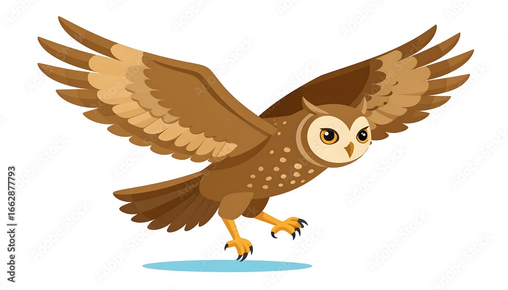 Obraz premium Cartoon owl in flight