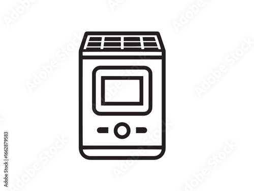 Minimalist solar power inverter with sleek vector artwork