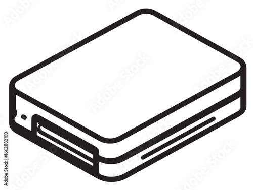 Minimalist SSD storage drive professional clean vector drawing
