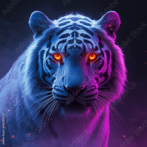 Powerful White Tiger with Luminous Highlights