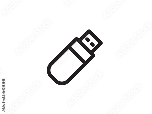 Modern USB Flash Drive Illustration Featuring Elegant Line Design
