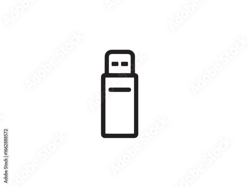Elegant USB Flash Drive Vector Line Art Icon