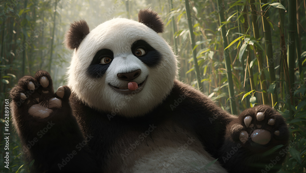 Obraz premium giant panda eating bamboo