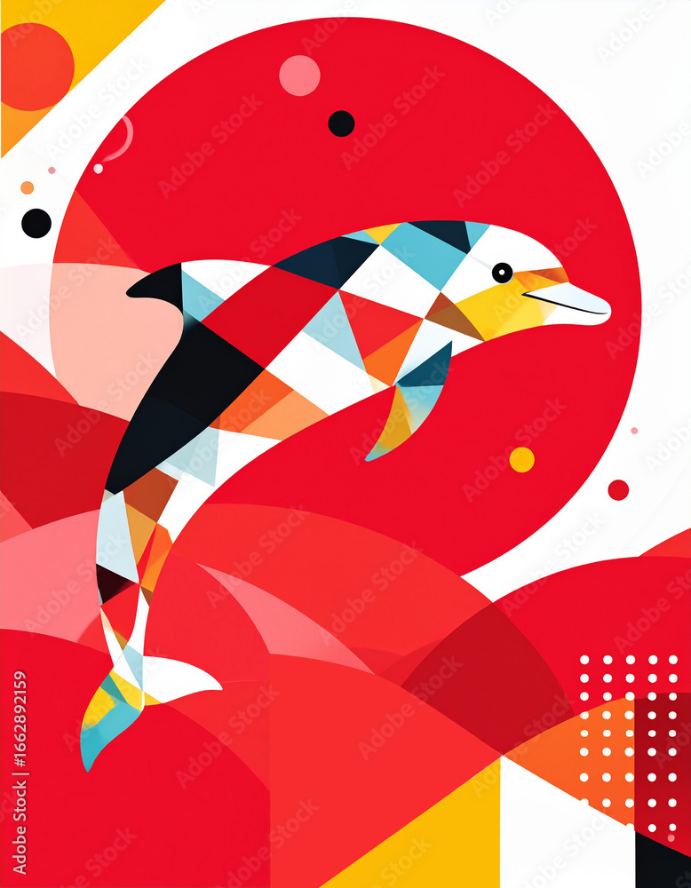 Fototapeta premium A captivating dolphin illustration with a mesmerizing geometric design.