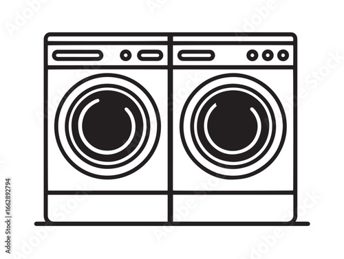 Washer Dryer Combo Appliance Clean Vector Icon Design
