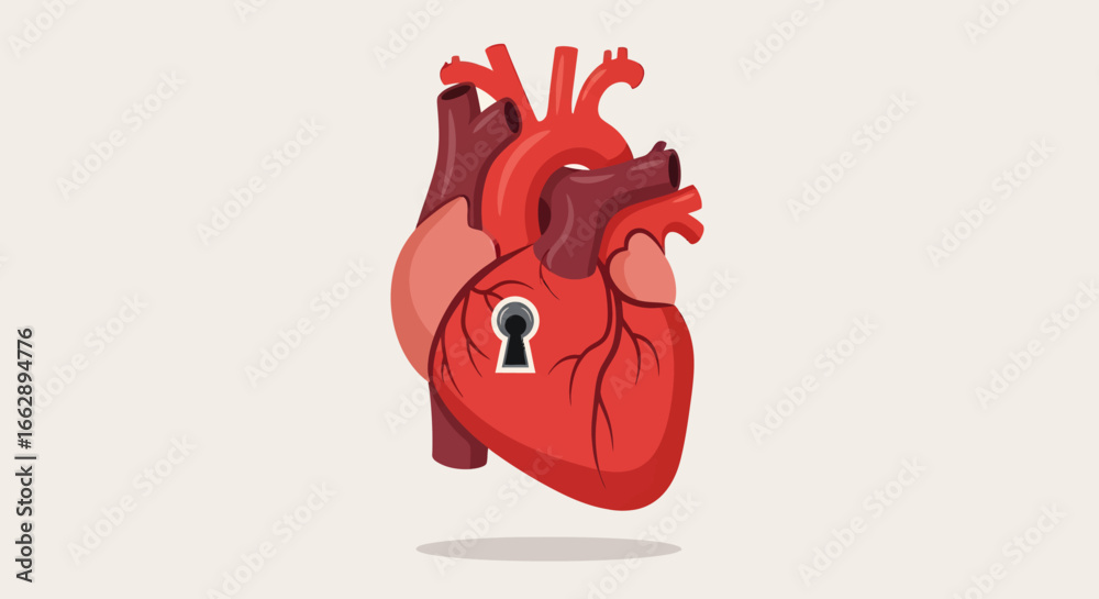 Obraz premium Human Heart with a Keyhole Symbolizing Love, Secrets, and Emotional Protection