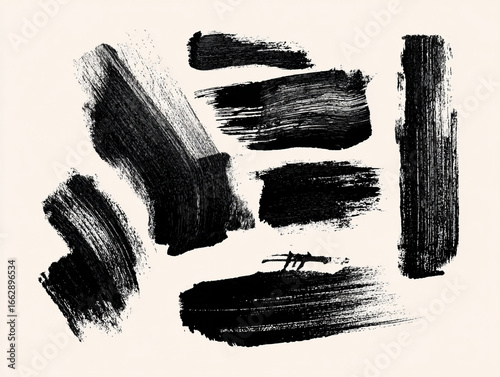 Wallpaper Mural Set of Brush strokes, abstract, grunge texture. Torontodigital.ca
